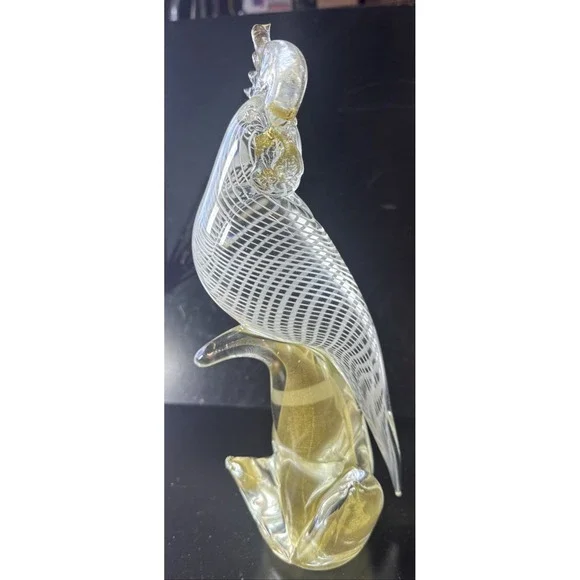 Formia Birds Murano gold Fleck White Optic Glass Cockatoos (FP) - Picture 4 of 16